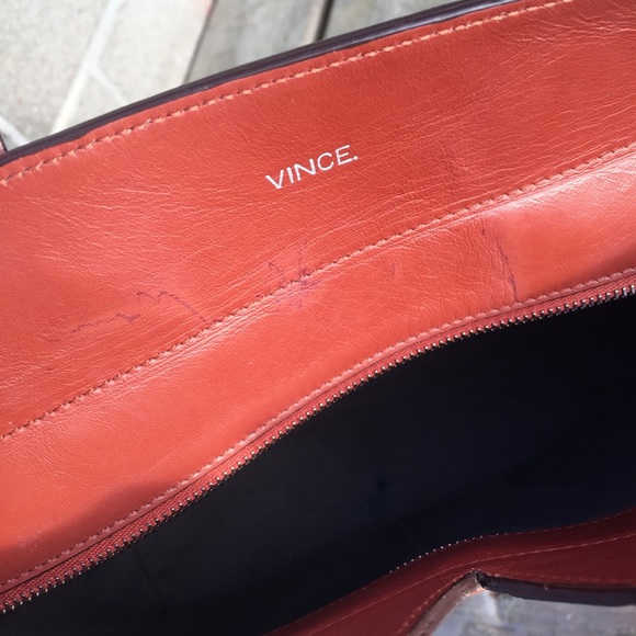 Vince Signature Baby V Croc Brown Leather Bag - Picture 5 of 15